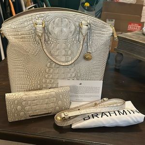 NWT: Large Duxbury Satchel/Coconut Melbourne with Ady Wallet Coconut Melbourne